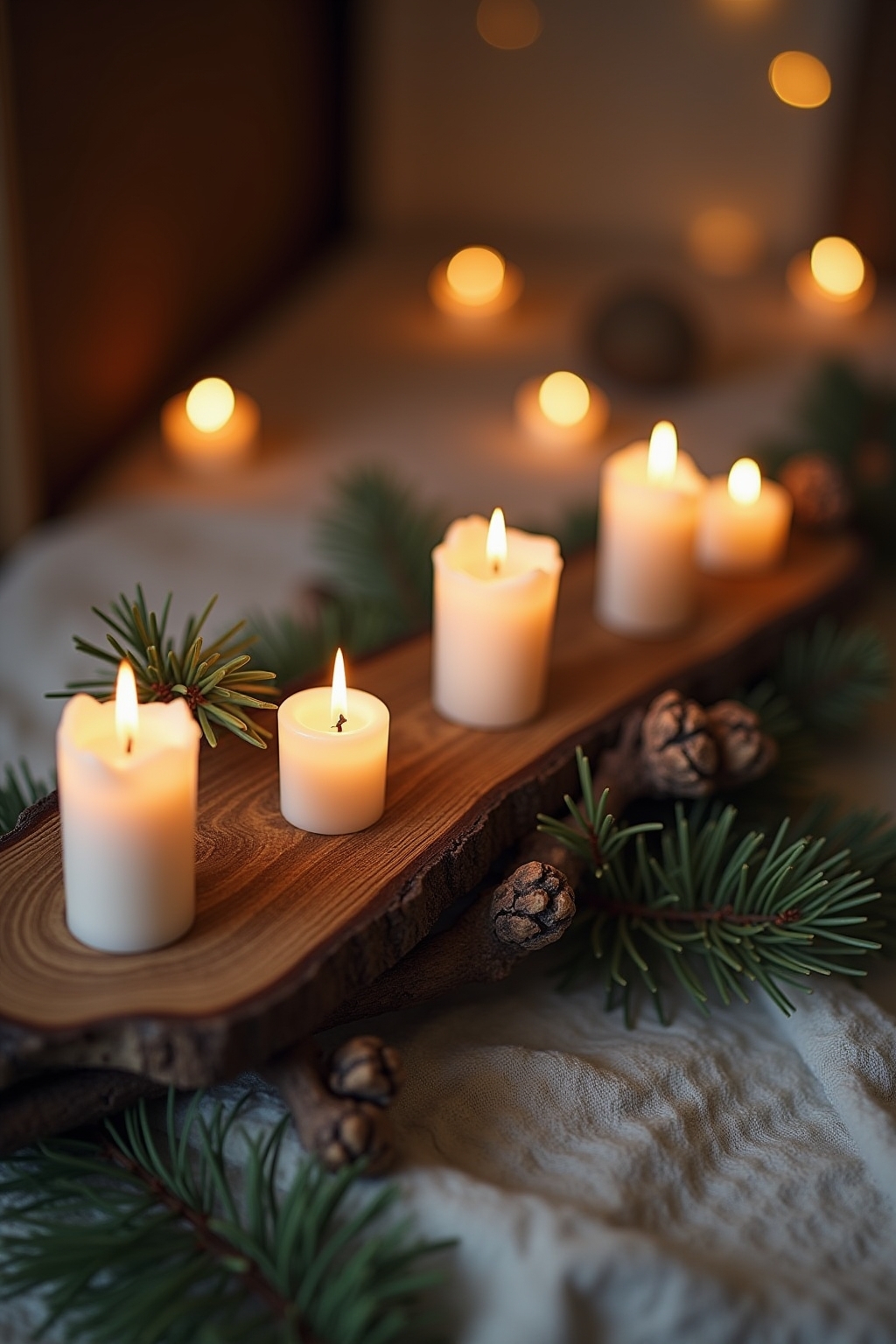 8 Adventskalender an einem Ast aufgehängt