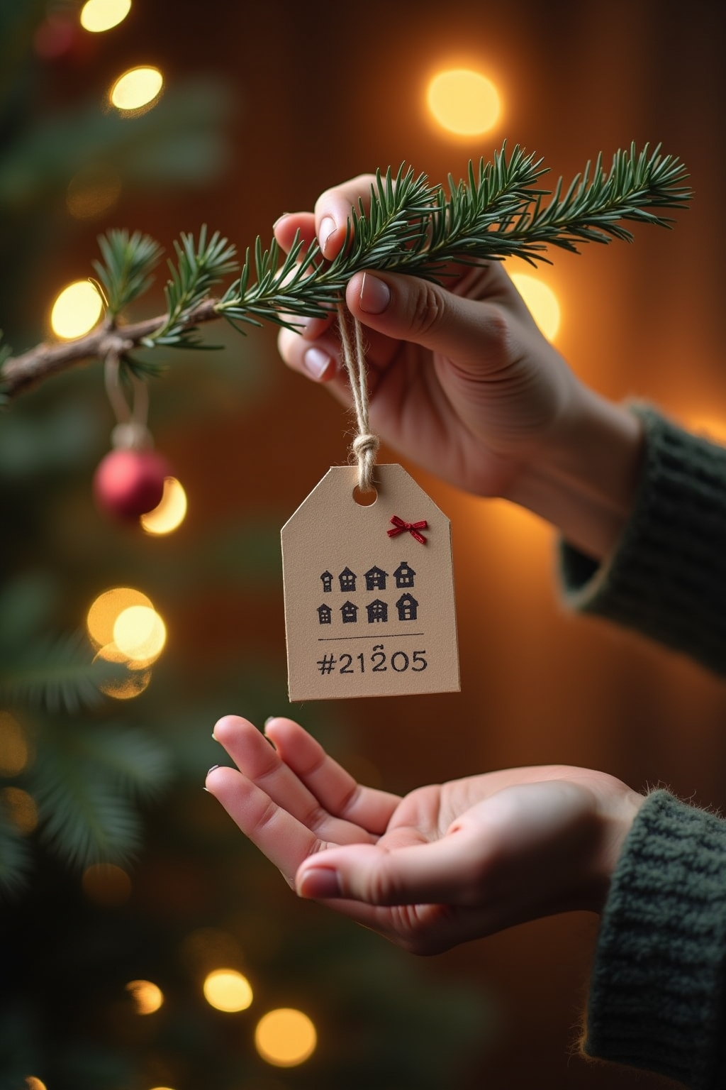 8 Adventskalender an einem Ast aufgehängt