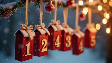 Adventskalender an einem Ast aufgehängt-Titel