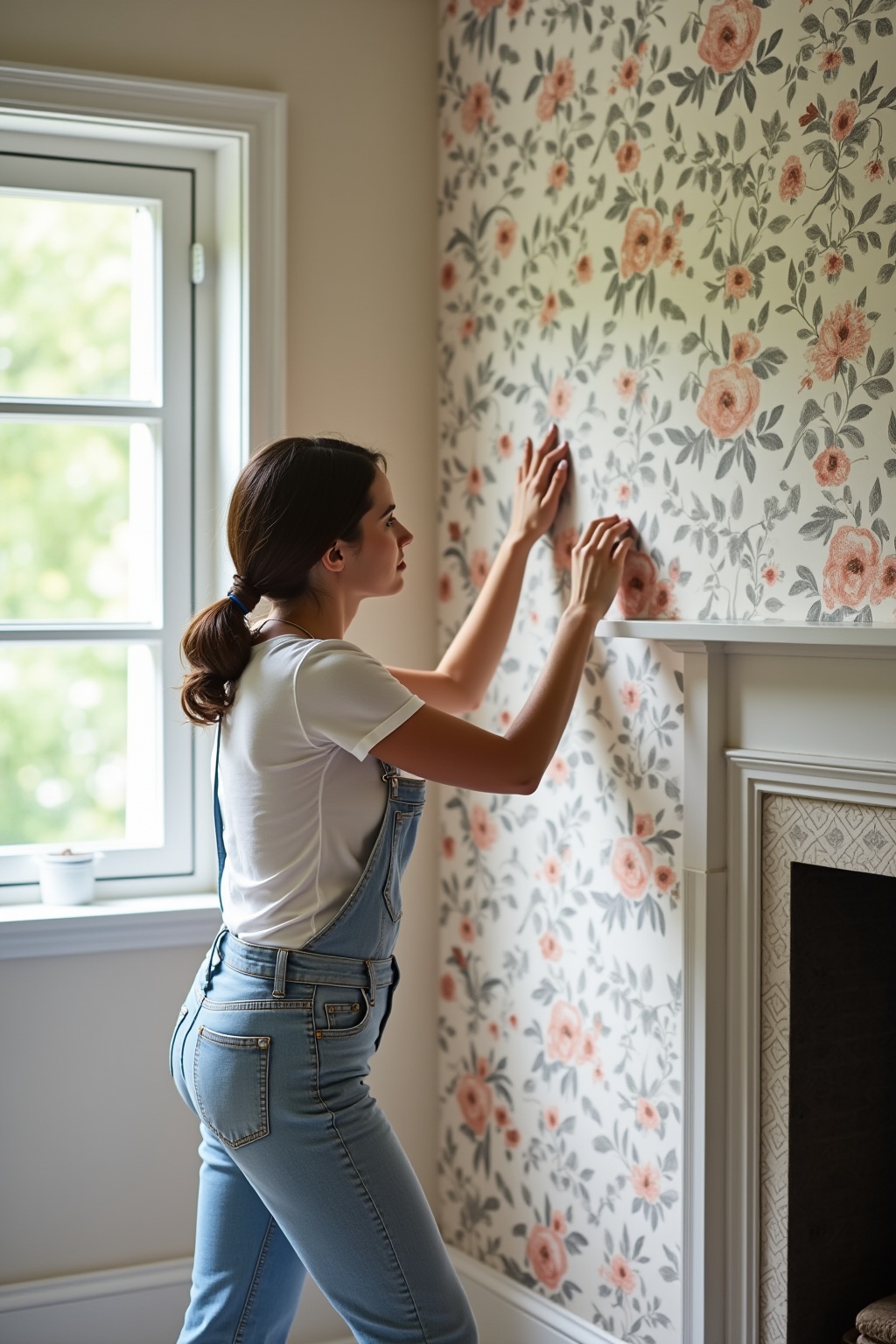 8 Akzentwand mit floraler Tapete Ideen