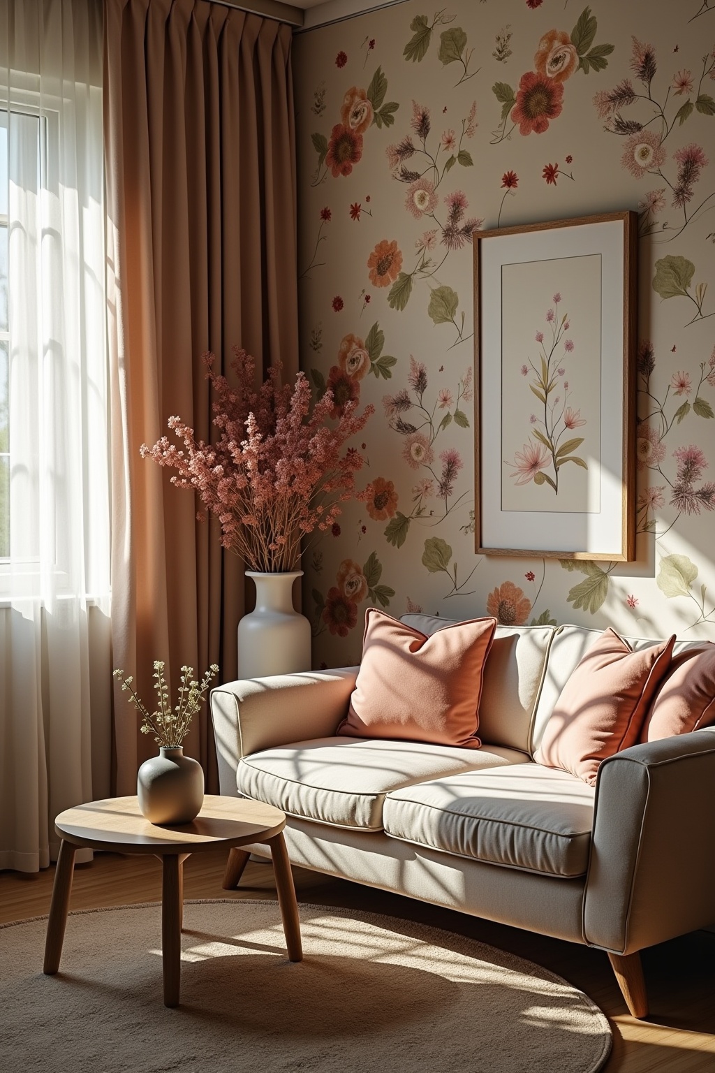 8 Akzentwand mit floraler Tapete Ideen