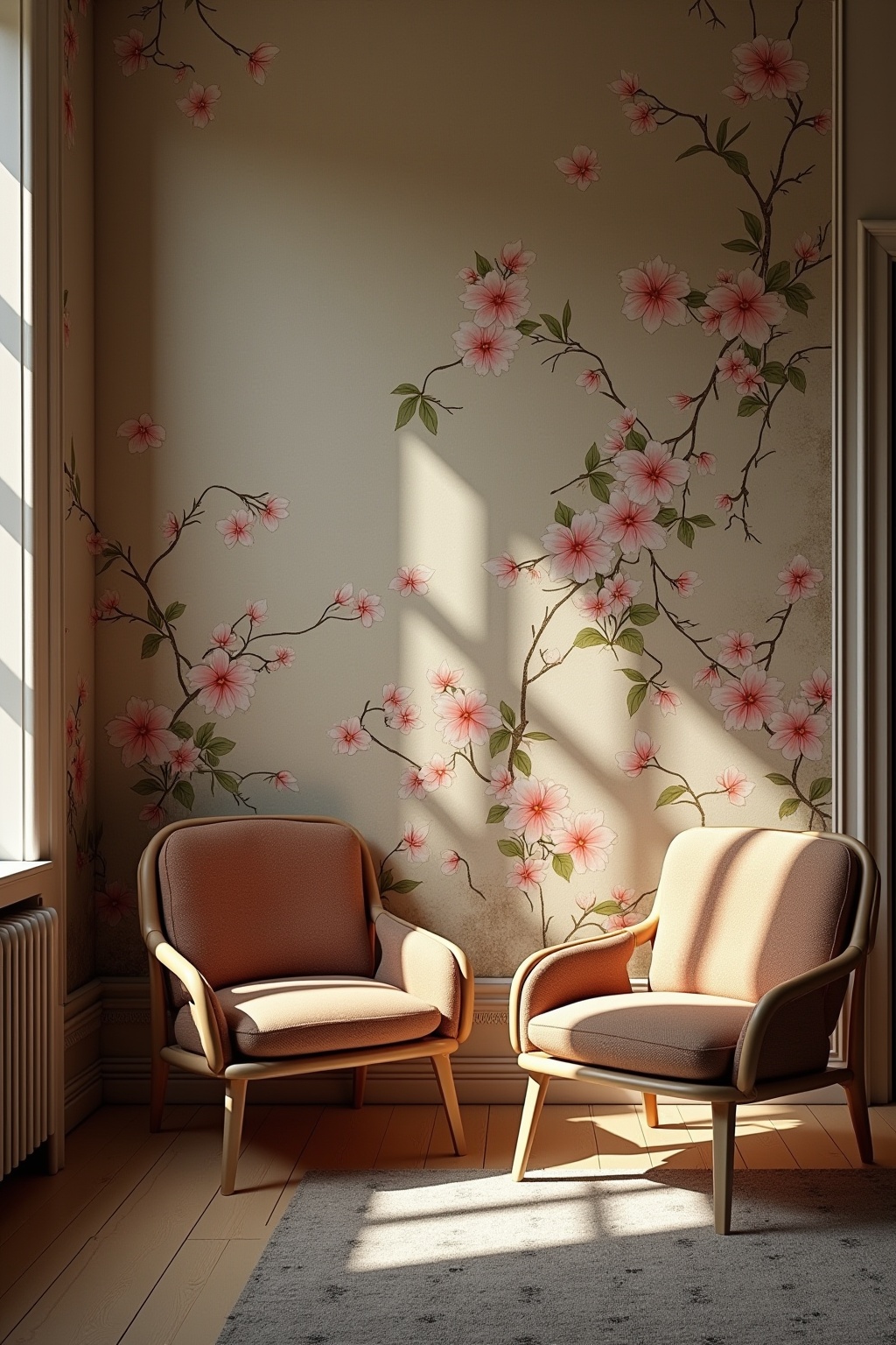 8 Akzentwand mit floraler Tapete Ideen