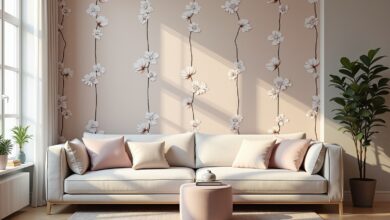 Akzentwand mit floraler Tapete-Titel