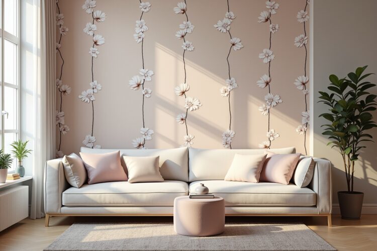 8 Akzentwand mit floraler Tapete Ideen