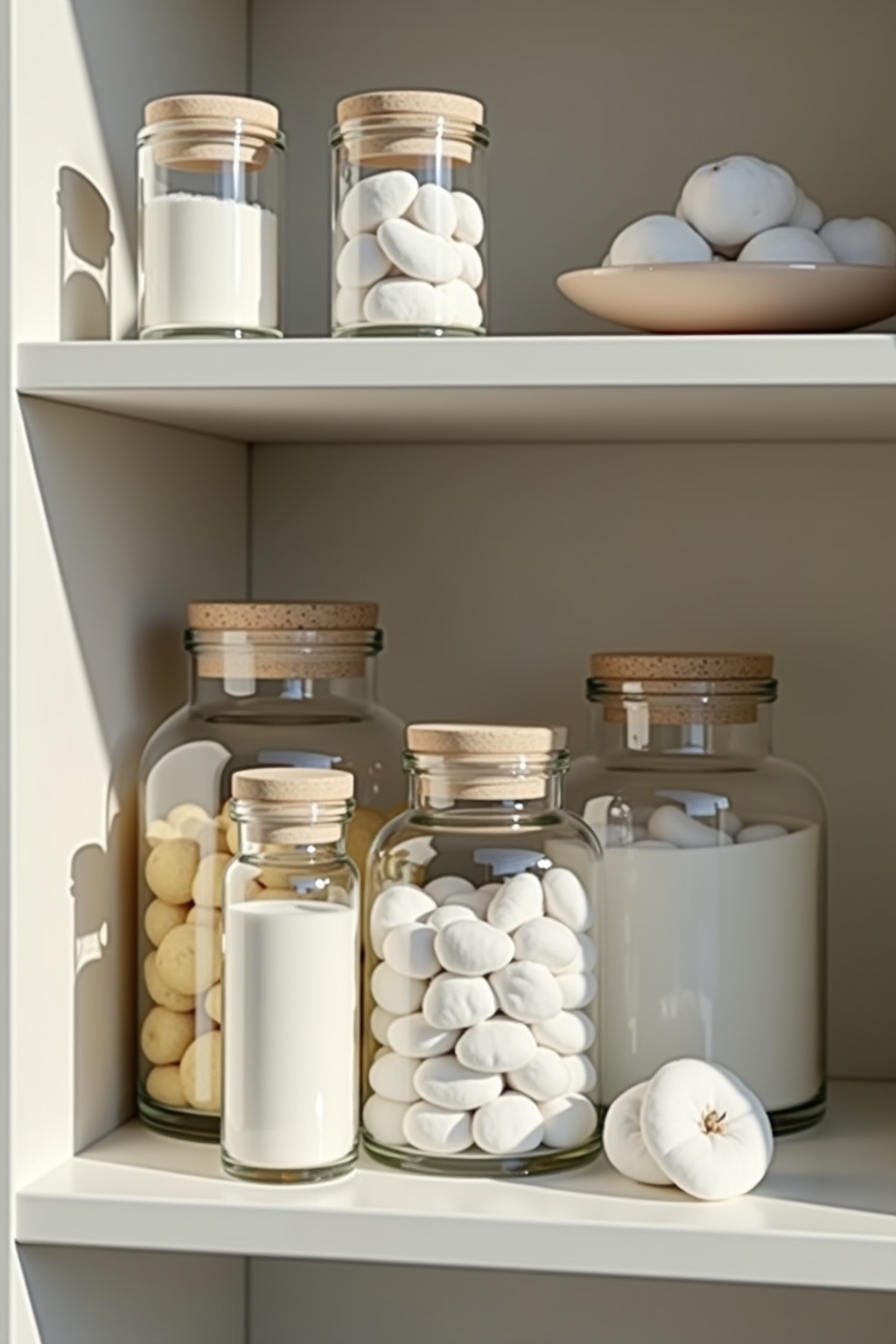 8 Apothekergläser für Wattepads im Bad