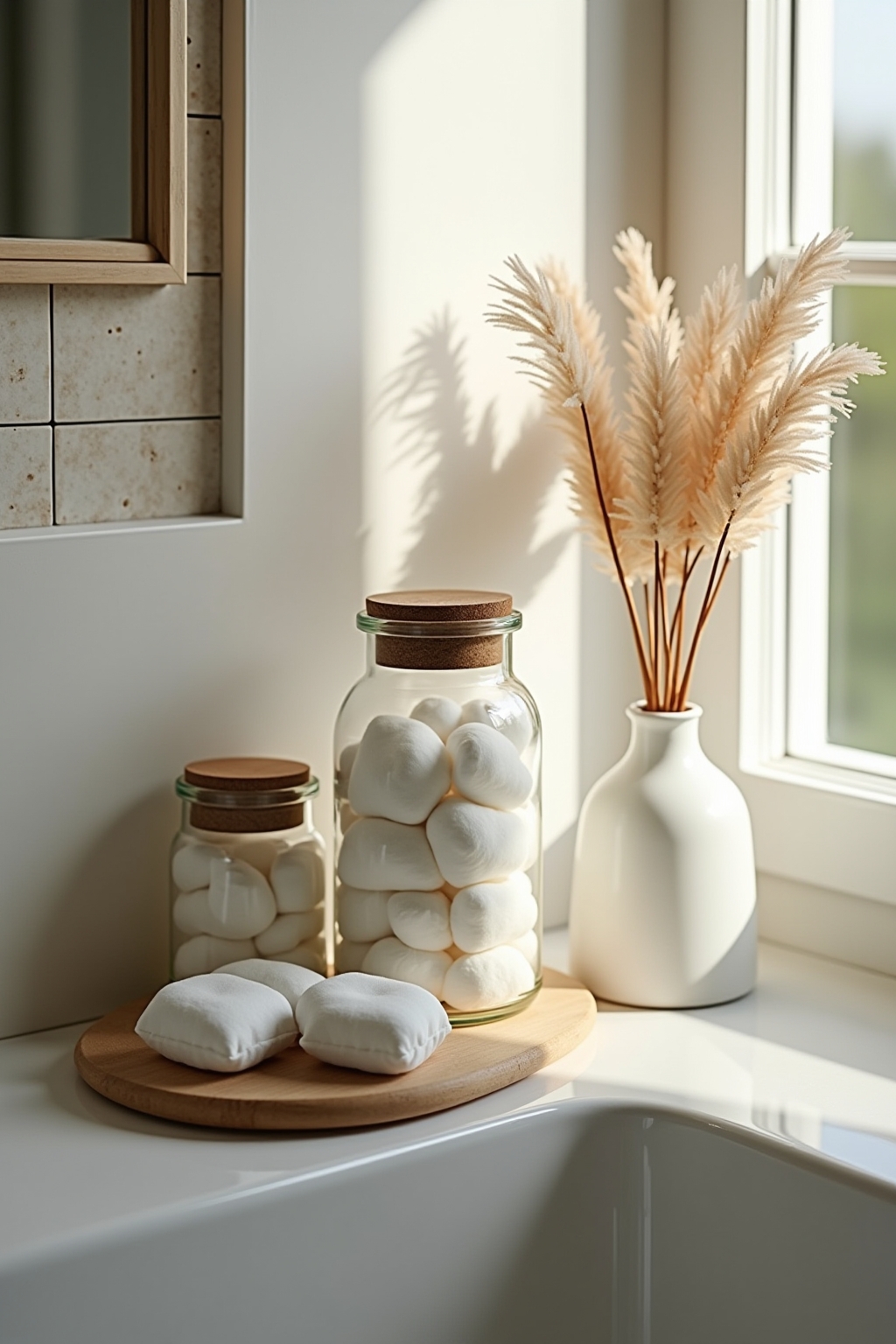 8 Apothekergläser für Wattepads im Bad