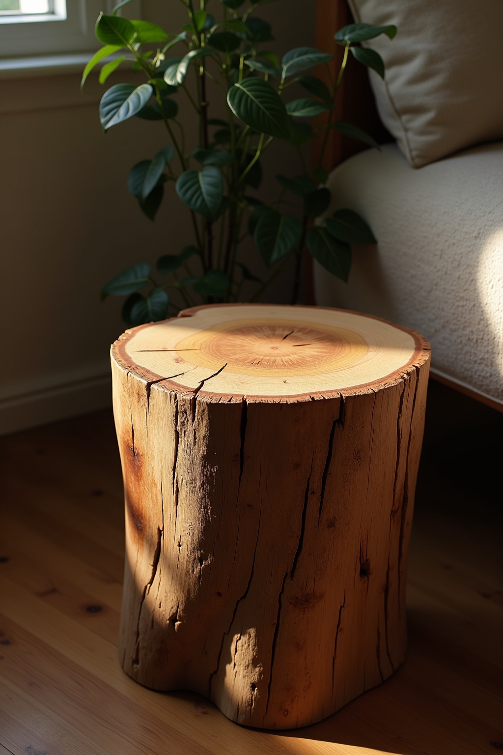 8 Beistelltisch aus einem Baumstamm Ideen