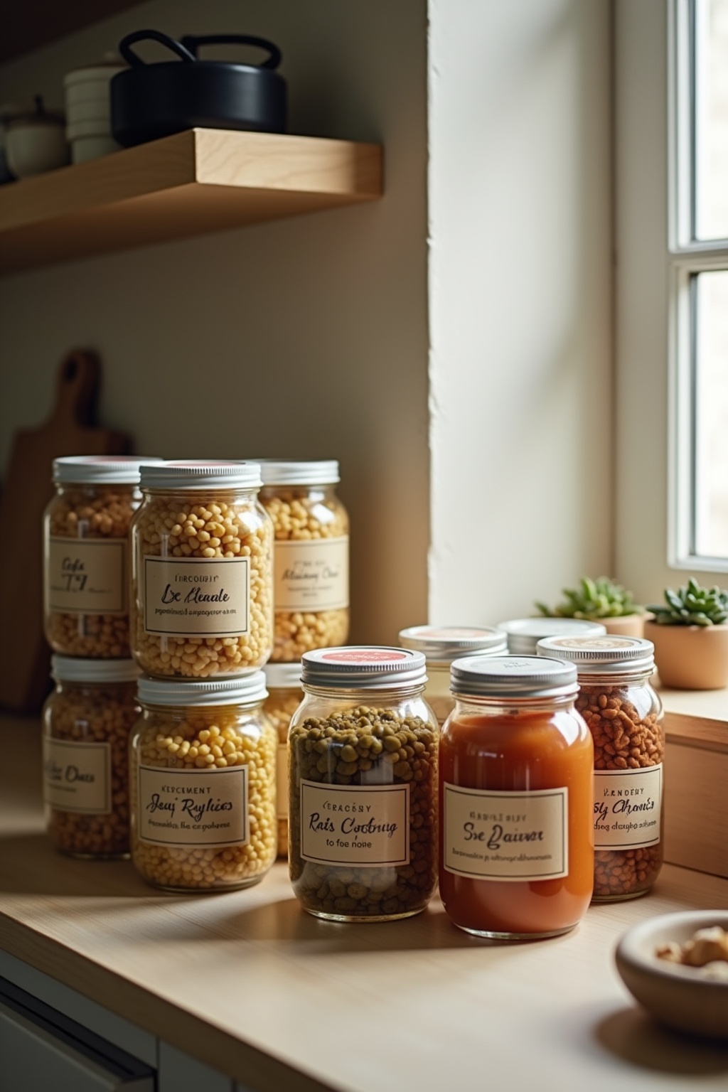 Beschriftete Vorratsgläser im Dymo-Stil Beschriftete Vorratsgläser im Dymo-Stil