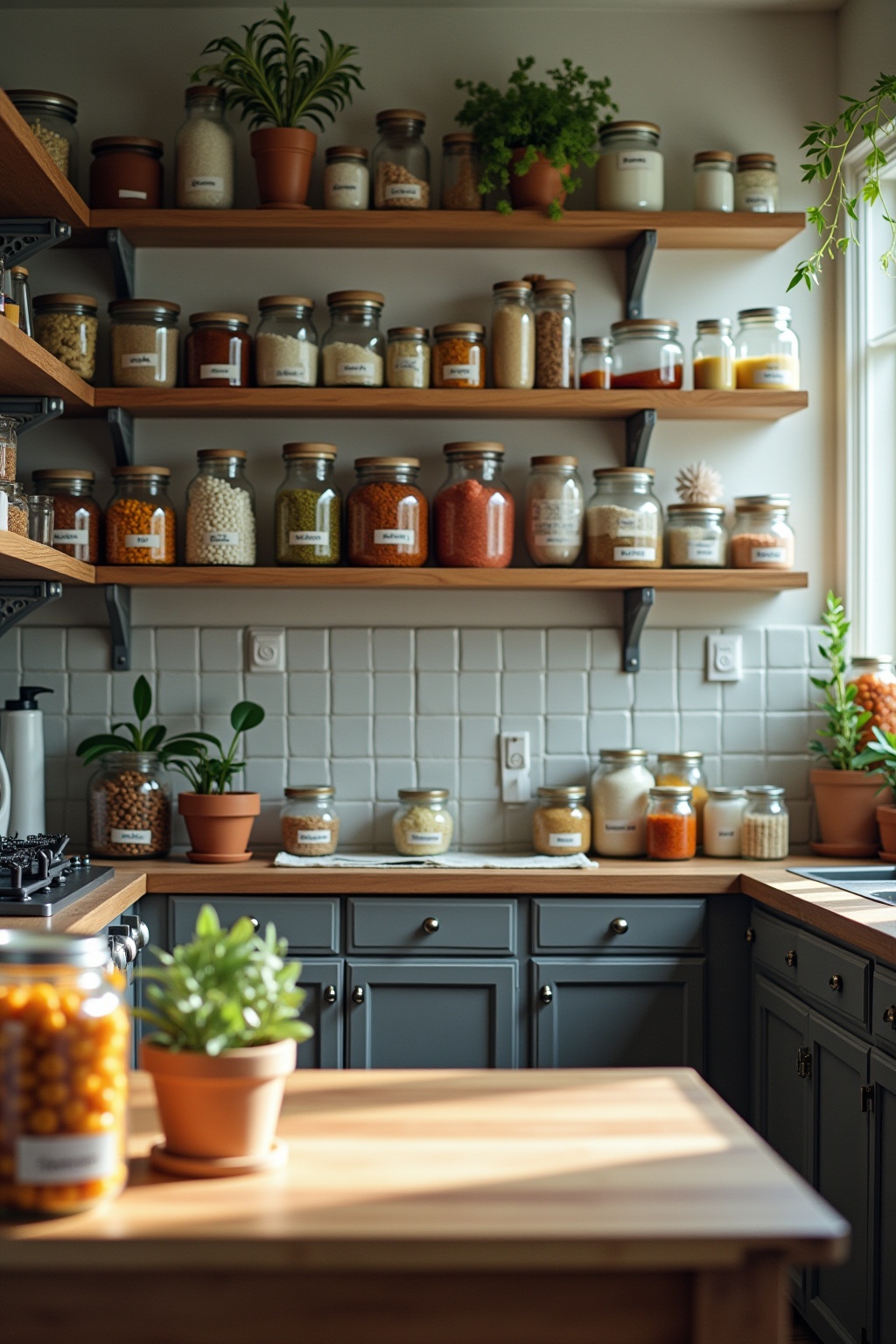 Beschriftete Vorratsgläser im Dymo-Stil