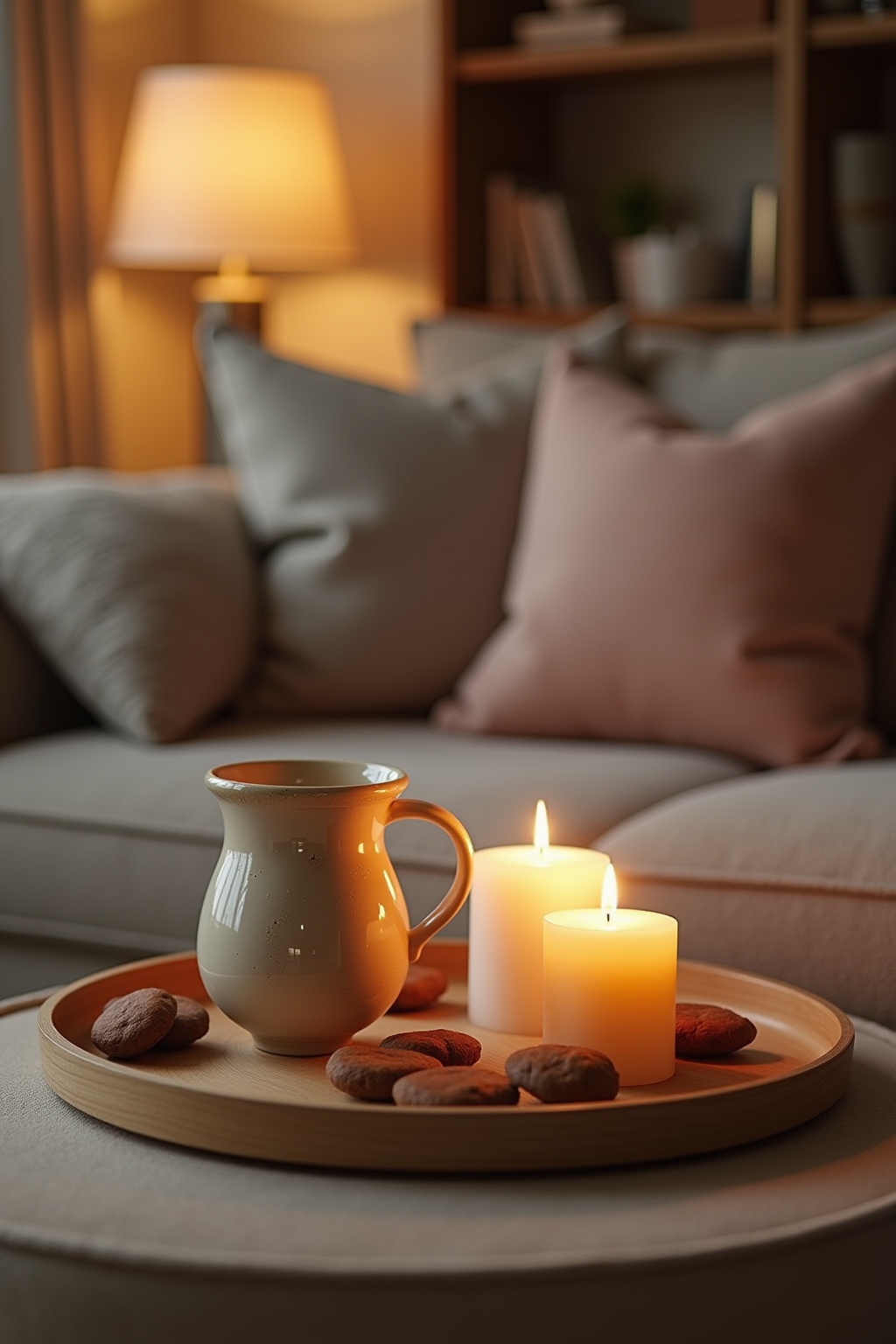 8 Couchtisch-Deko mit Tablett und Kerzen