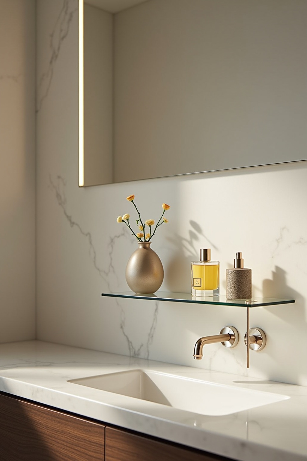 Dekorative Parfümflakons auf Glasablage