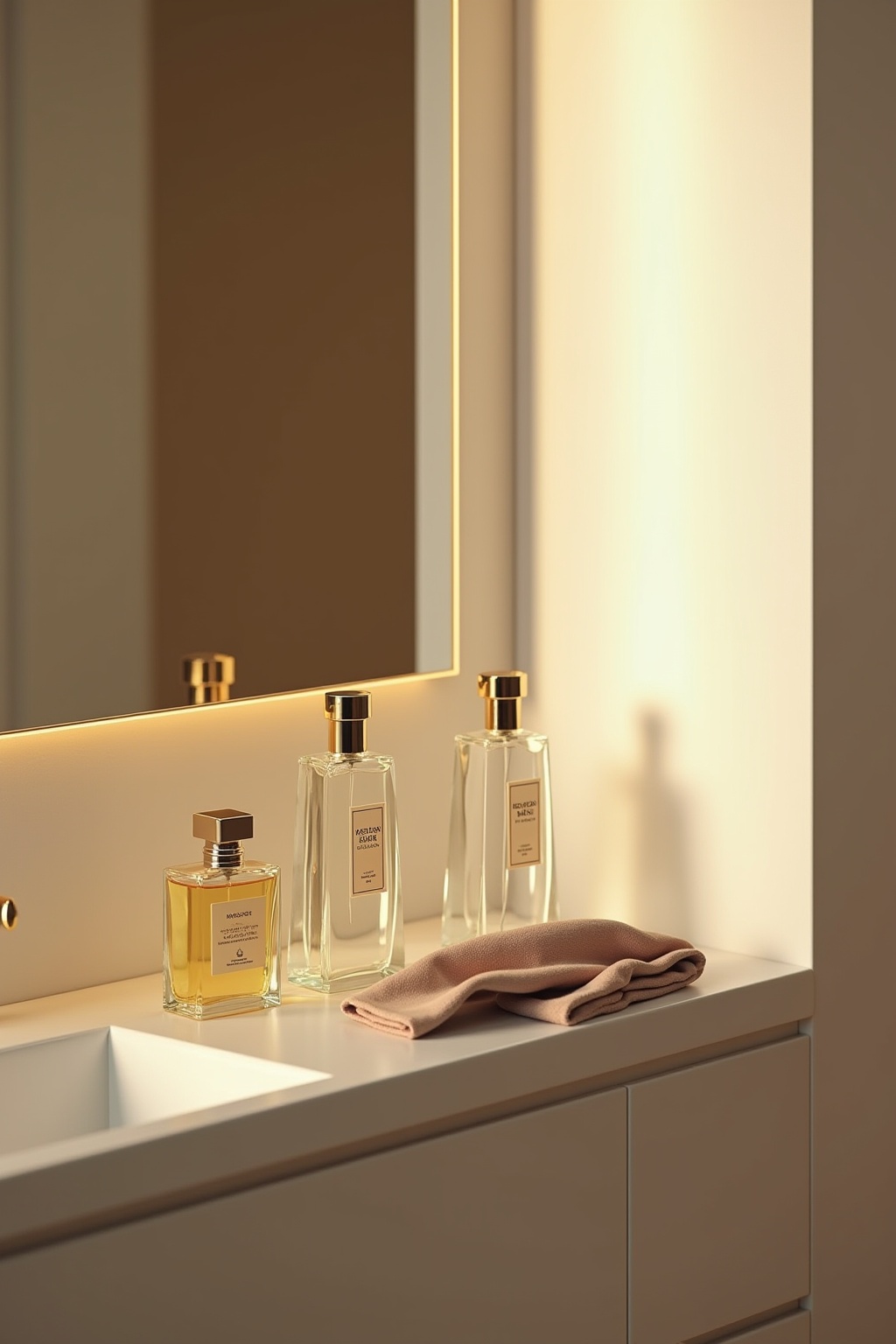 Dekorative Parfümflakons auf Glasablage