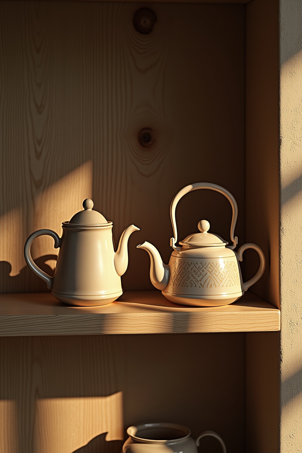 Dekorative Teekannen auf dem Regal Ideen