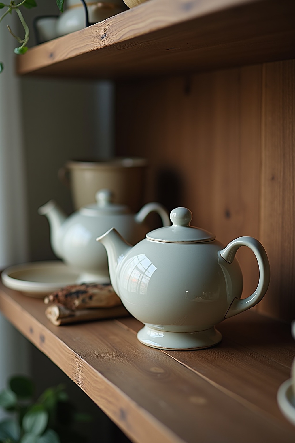 Dekorative Teekannen auf dem Regal Ideen