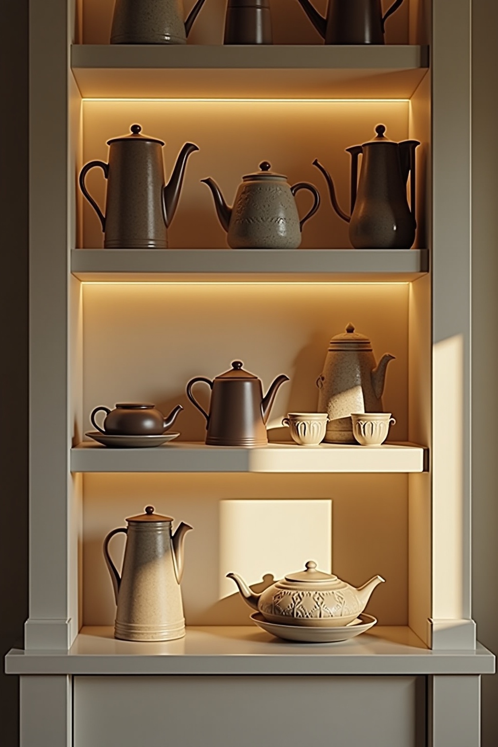 Dekorative Teekannen auf dem Regal Ideen