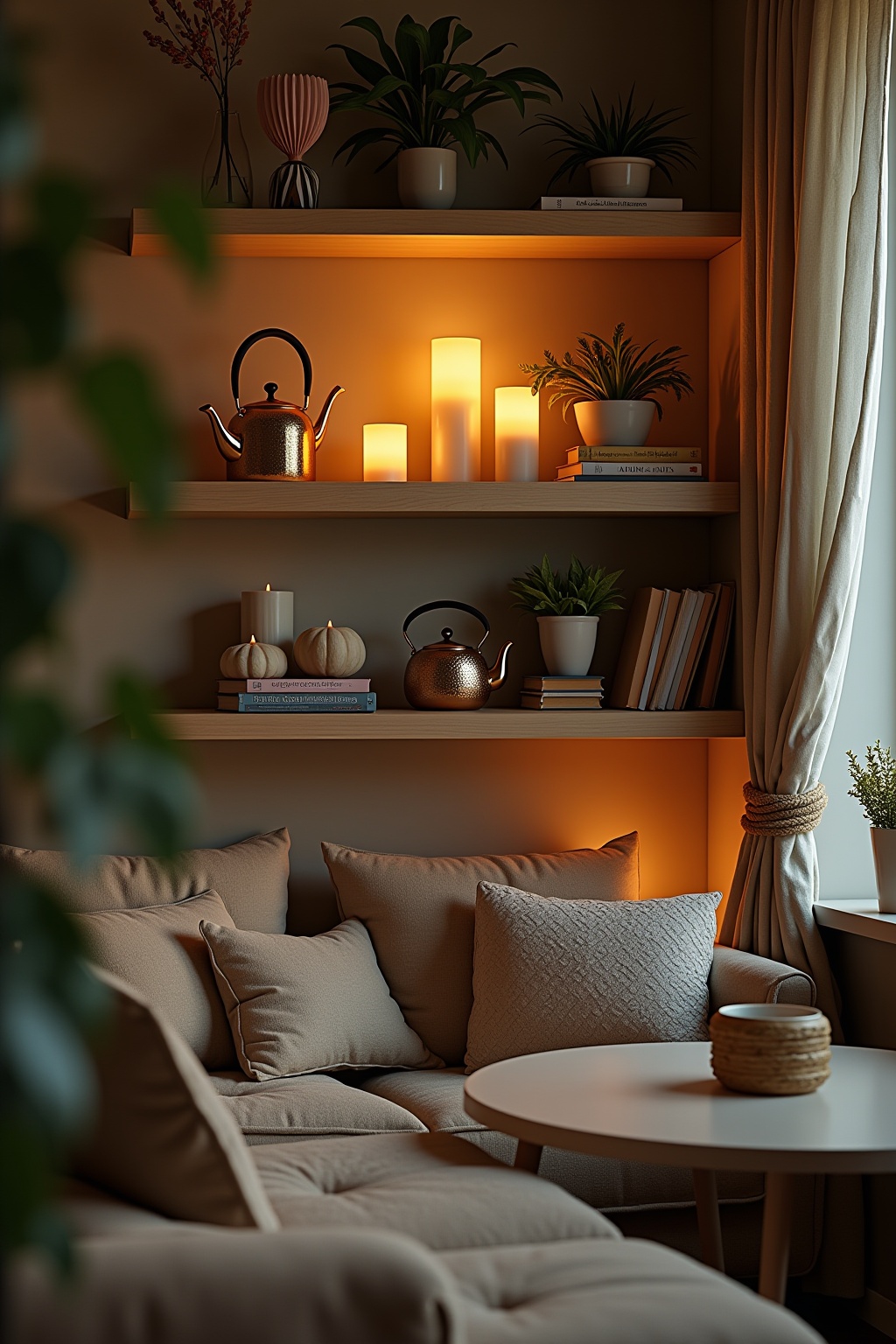 Dekorative Teekannen auf dem Regal Ideen