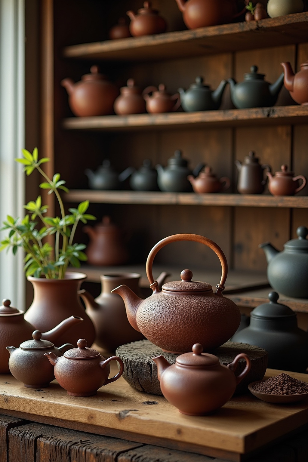 Dekorative Teekannen auf dem Regal Ideen
