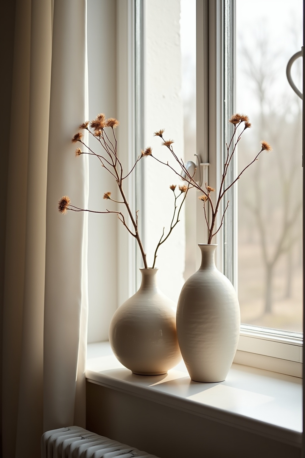 8 Fensterbank-Deko mit hohen Vasen Ideen