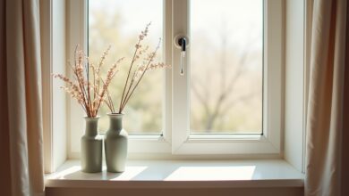 Fensterbank-Deko mit hohen Vasen-Titel