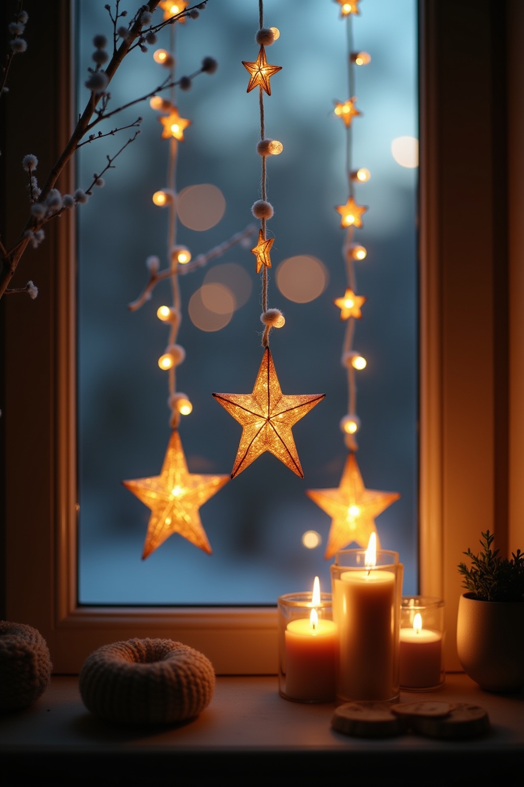 8 Fensterdeko mit hängenden Sternen Ideen