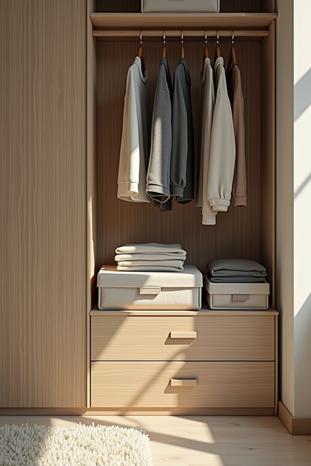 8 Filzboxen im Kleiderschrank – Ordnung leicht