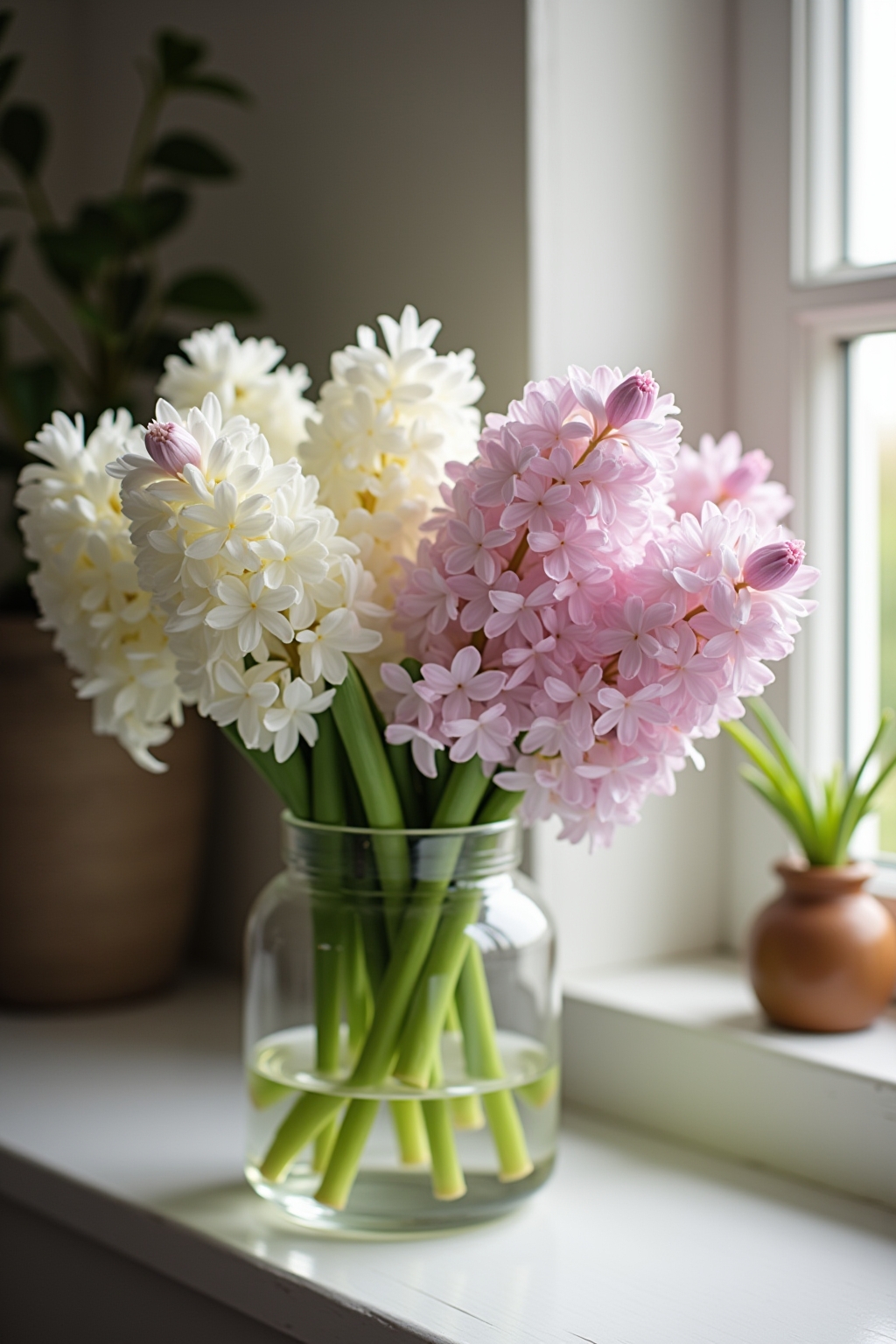 8 Frühlingsdeko mit Hyazinthen im Glas