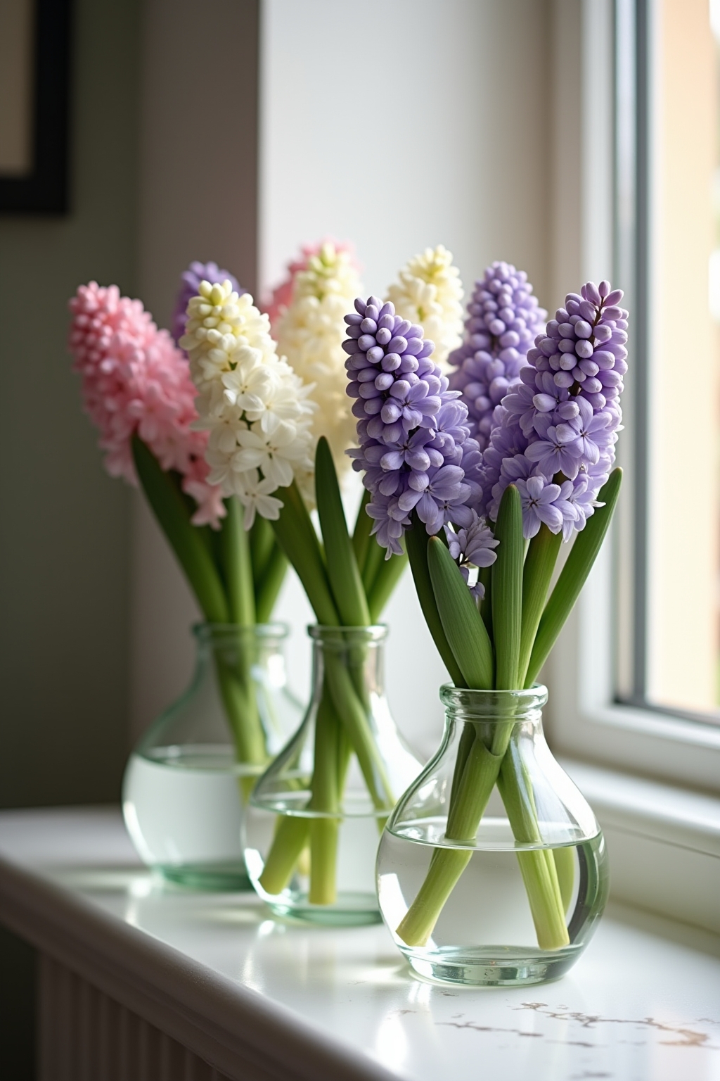 8 Frühlingsdeko mit Hyazinthen im Glas