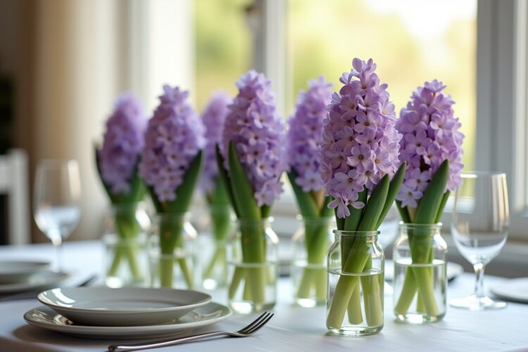 8 Frühlingsdeko mit Hyazinthen im Glas
