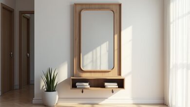 Garderobenspiegel mit Ablage-Titel