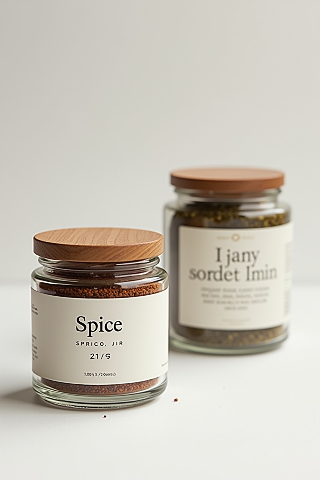 8 Gewürzgläser mit minimalistischen Etiketten