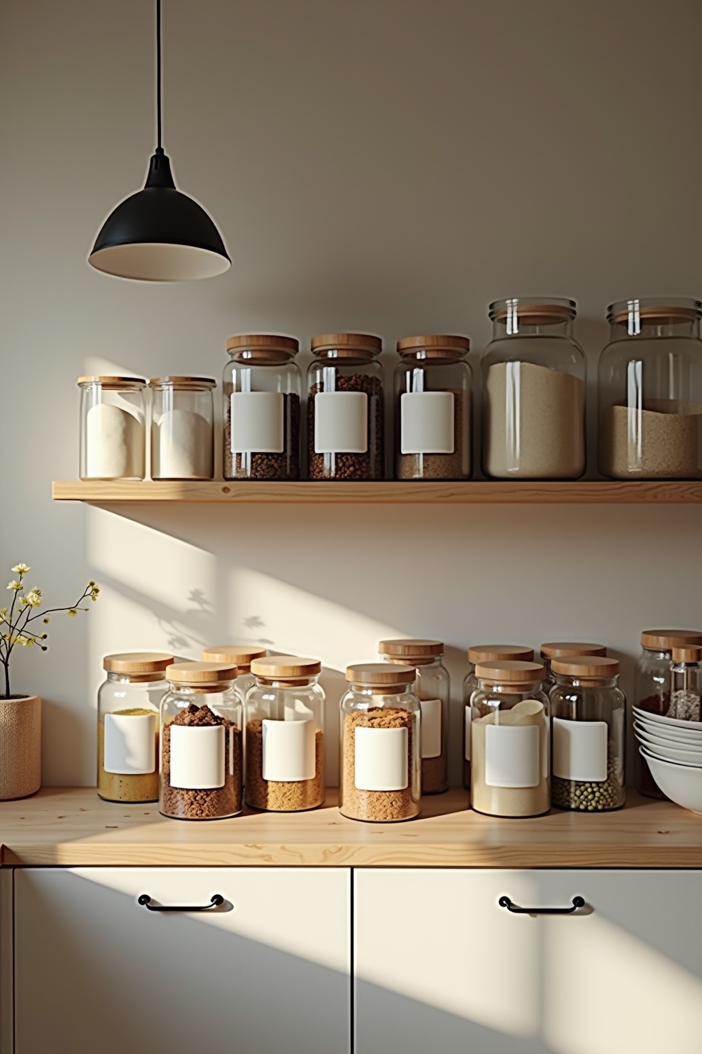 8 Gewürzgläser mit minimalistischen Etiketten