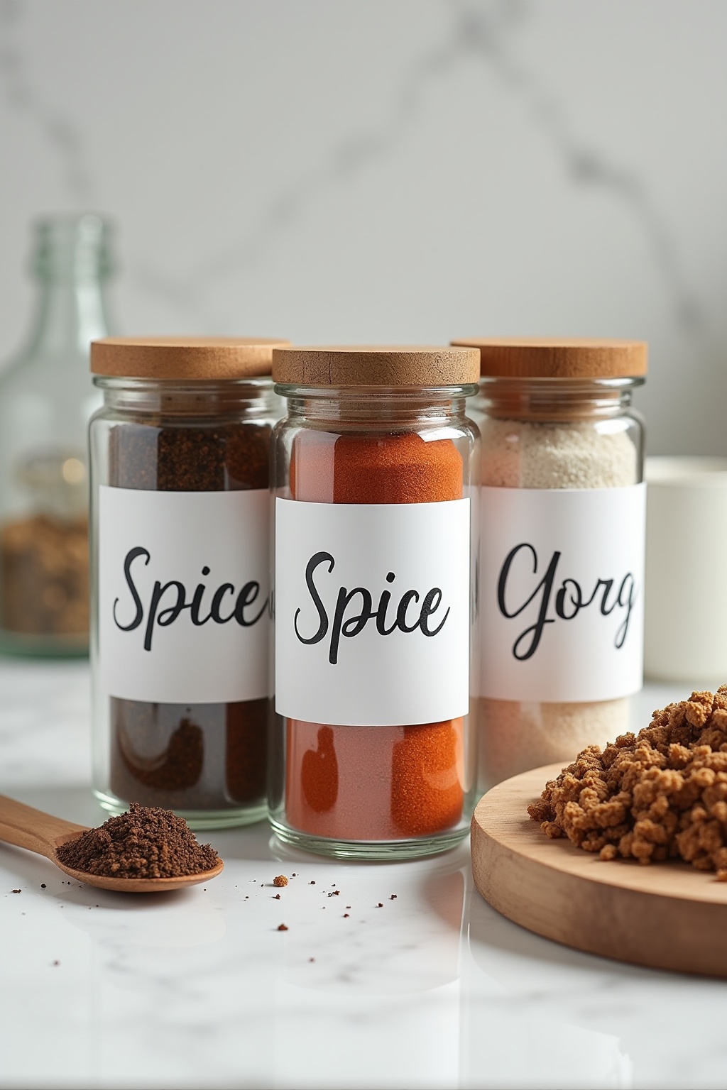 8 Gewürzgläser mit minimalistischen Etiketten