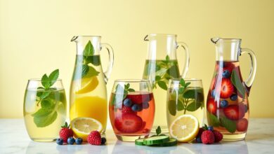 Glas-Karaffen mit Infused Water-Titel