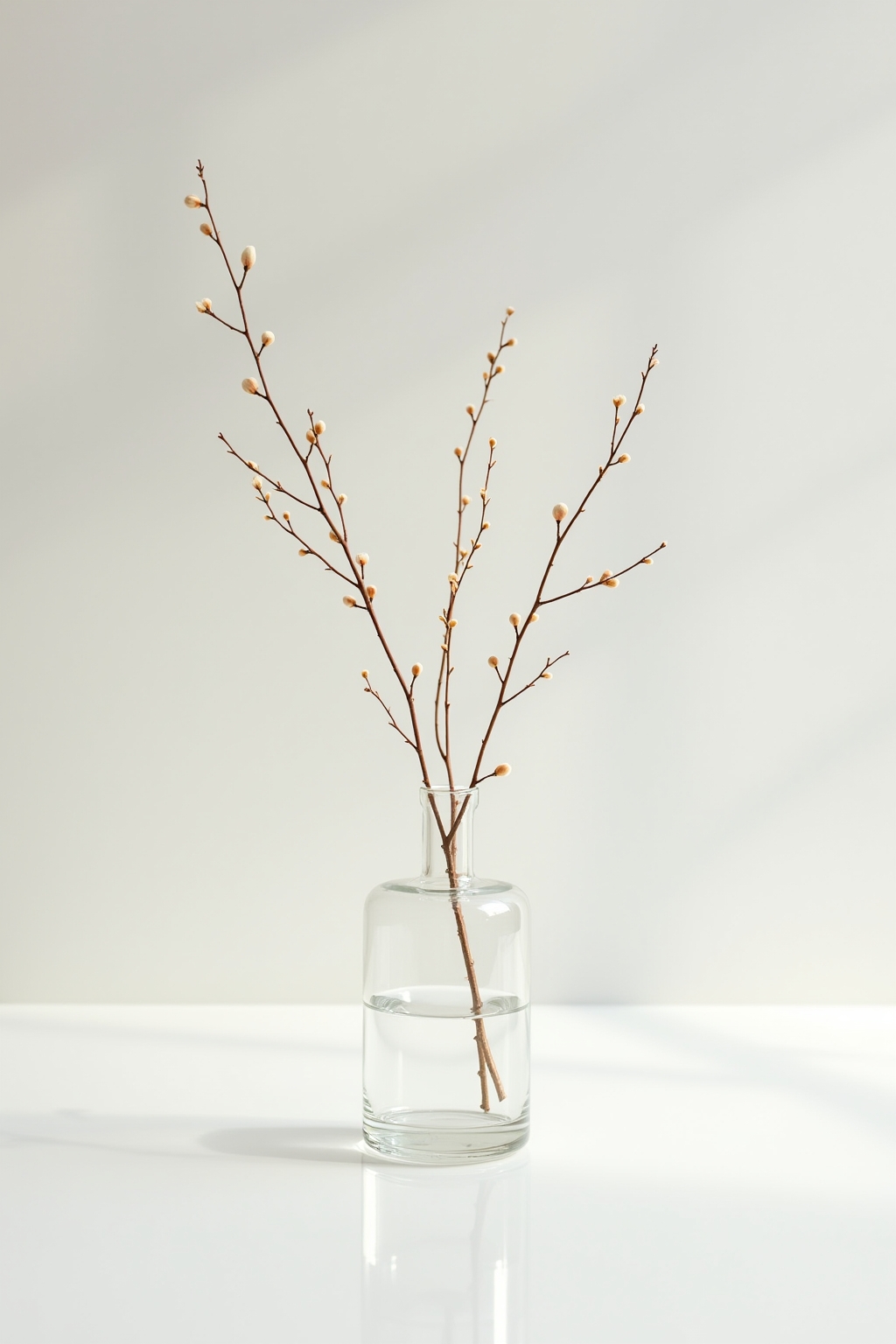 8 Glasvasen mit einzelnen Zweigen dekorieren