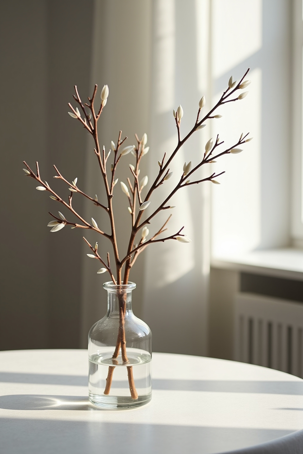 8 Glasvasen mit einzelnen Zweigen dekorieren