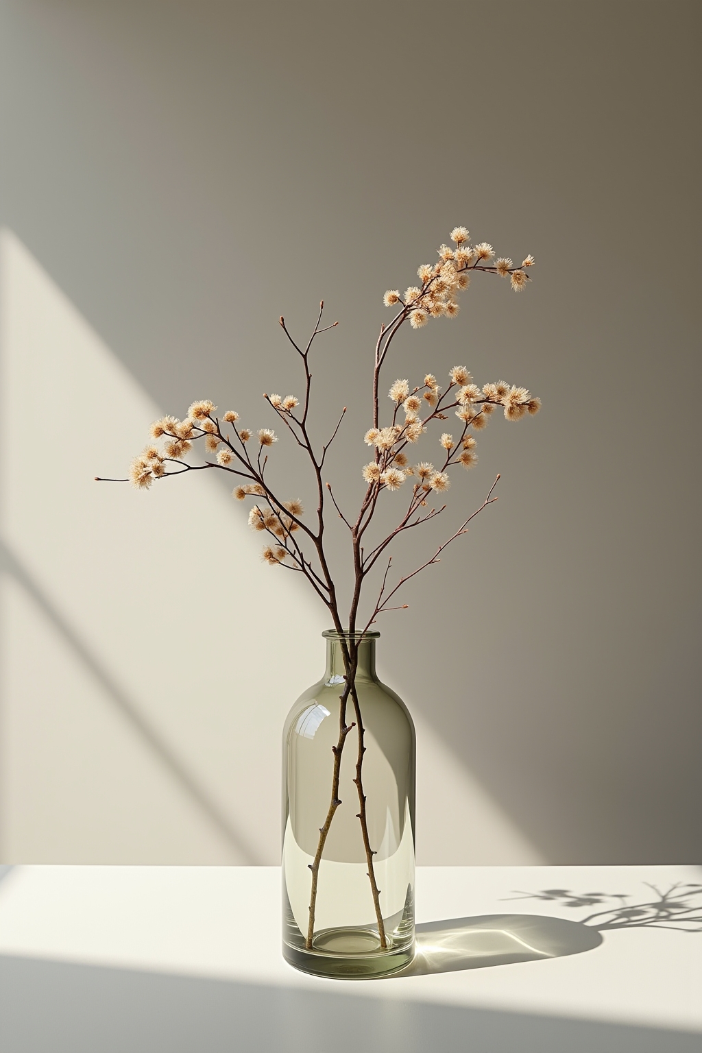 8 Glasvasen mit einzelnen Zweigen dekorieren