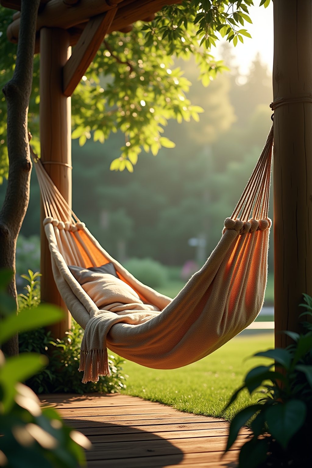 8 Hängematte zwischen zwei Pfosten befestigen