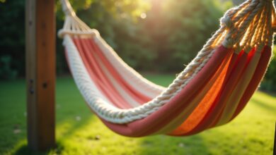 Hängematte zwischen zwei Pfosten-Titel