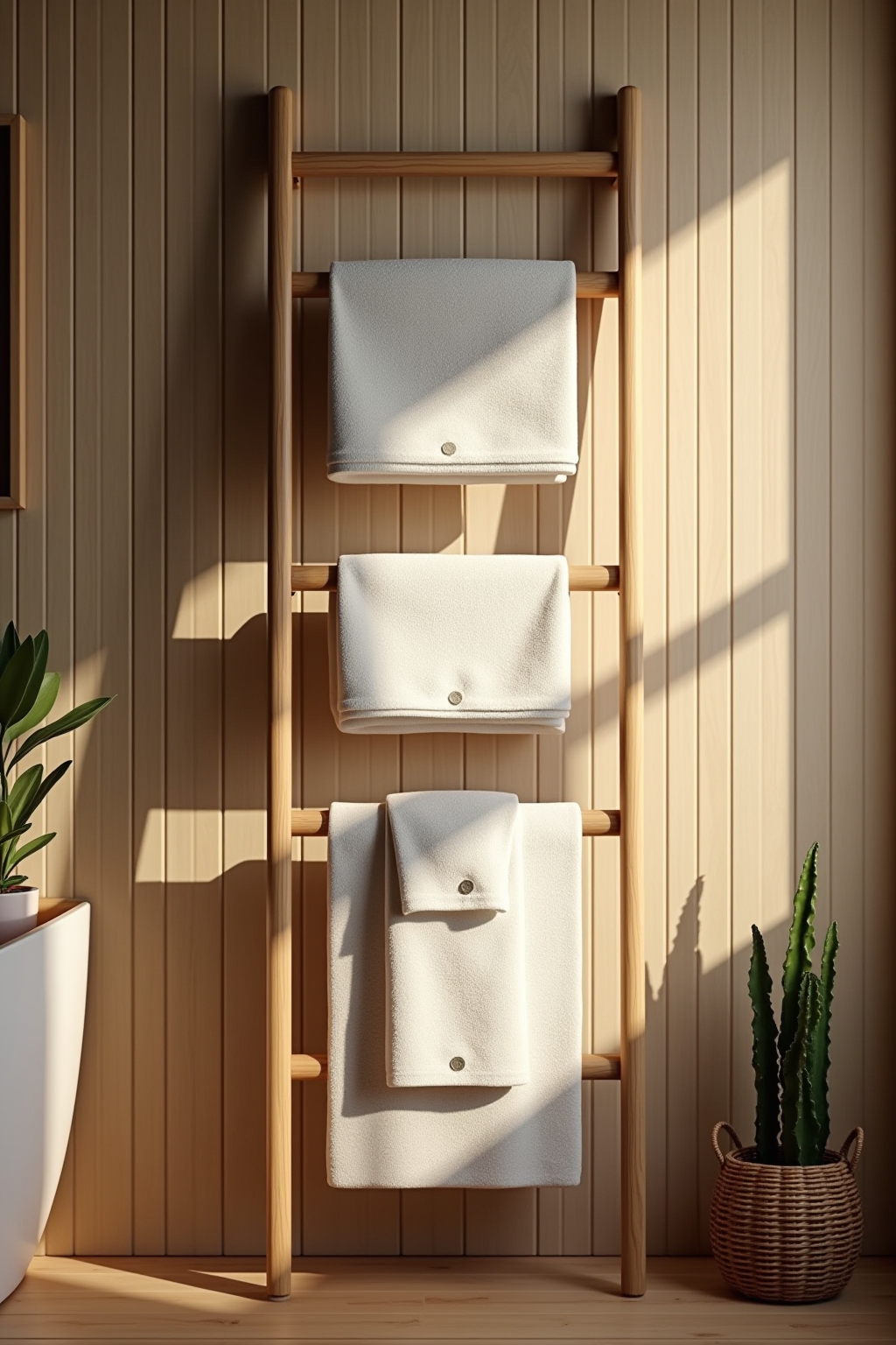 8 Handtuchleiter aus Holz Ideen für dein Bad