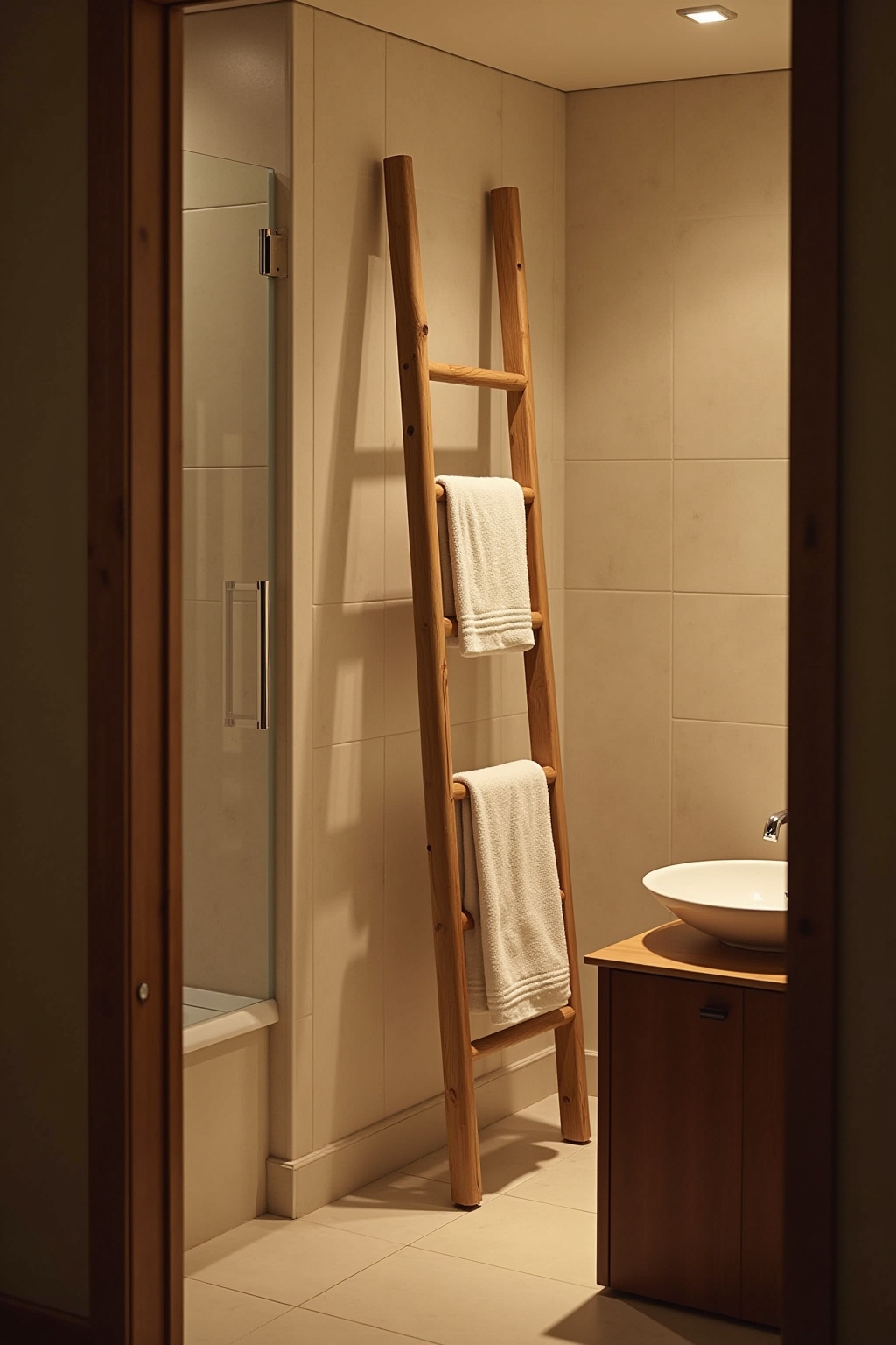 8 Handtuchleiter aus Holz Ideen für dein Bad