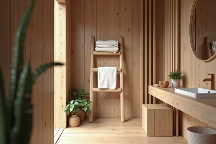 8 Handtuchleiter aus Holz Ideen für dein Bad