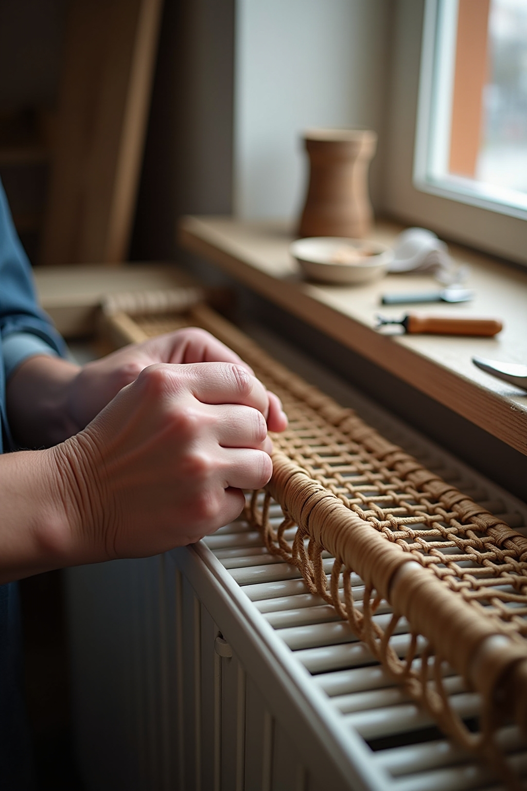 8 Heizkörperverkleidung mit Wiener Geflecht