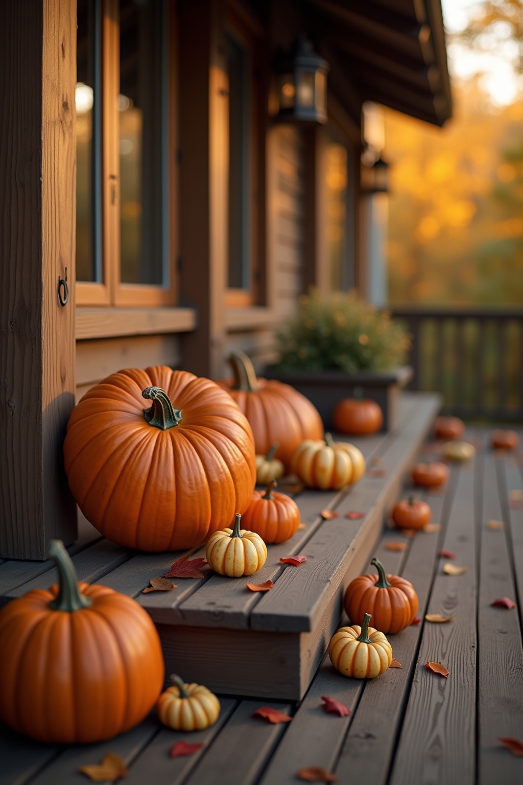 8 Herbstdeko mit Kürbissen und Kastanien