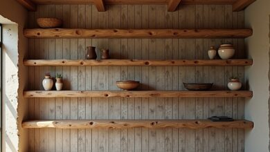 Holzbalken als rustikale Wandablage-Titel