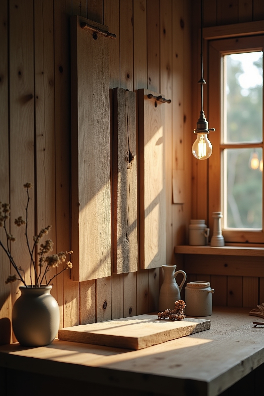 Holzbrett-Sammlung als Wanddeko Ideen