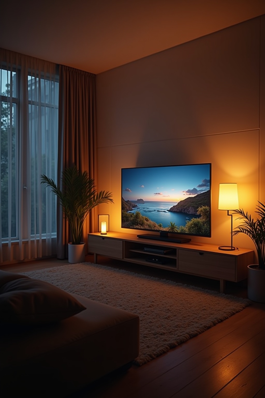 8 Indirekte Beleuchtung hinter dem Fernseher