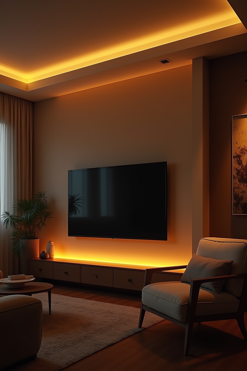 8 Indirekte Beleuchtung hinter dem Fernseher