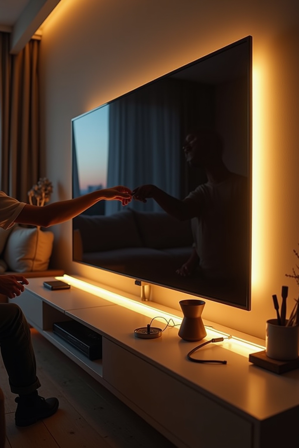 8 Indirekte Beleuchtung hinter dem Fernseher