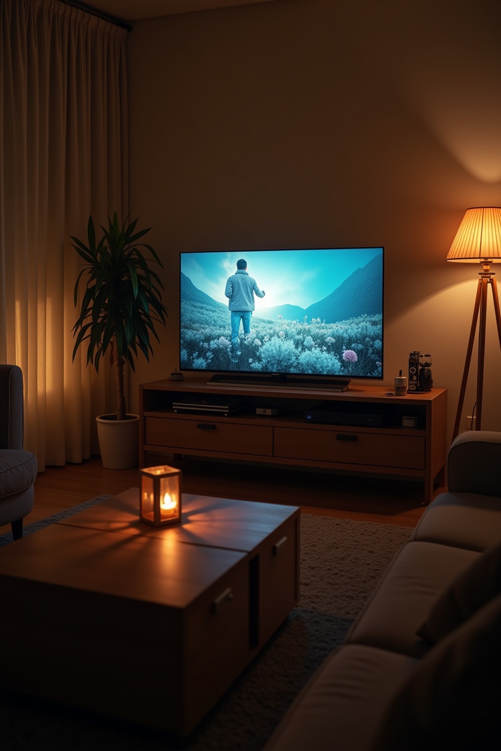 8 Indirekte Beleuchtung hinter dem Fernseher