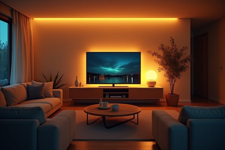 8 Indirekte Beleuchtung hinter dem Fernseher